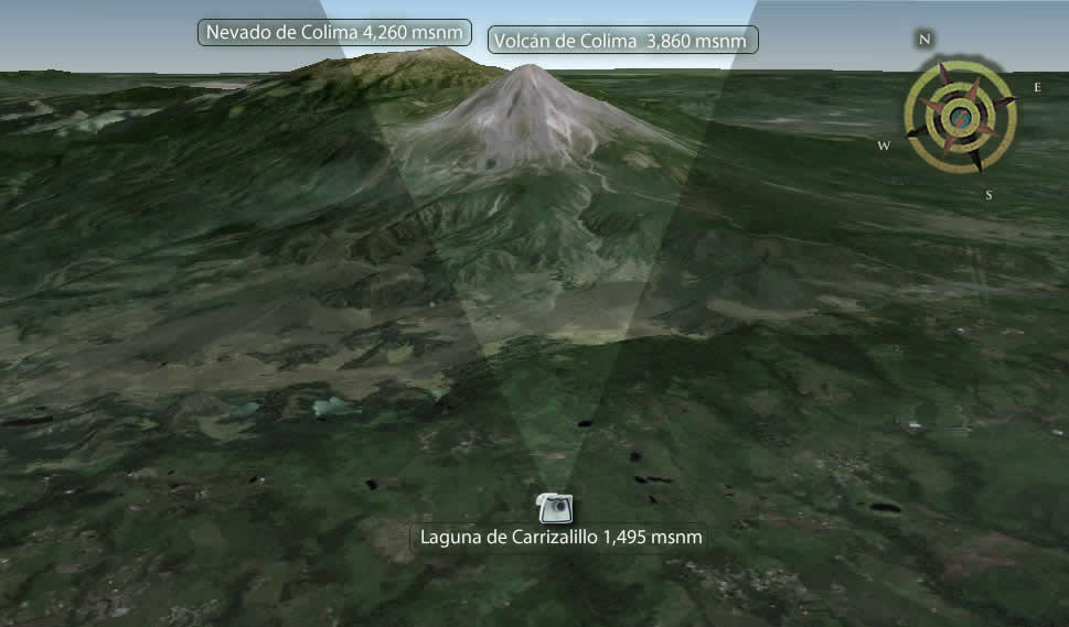 Immagini Vulcano Colima in Messico con una webcam sul posto